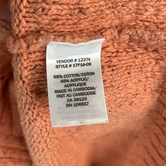 NORTHERN REFLECTIONS Peach Slub Knit Sweater Turtleneck Split Hem Coastal S - Picture 9 of 12